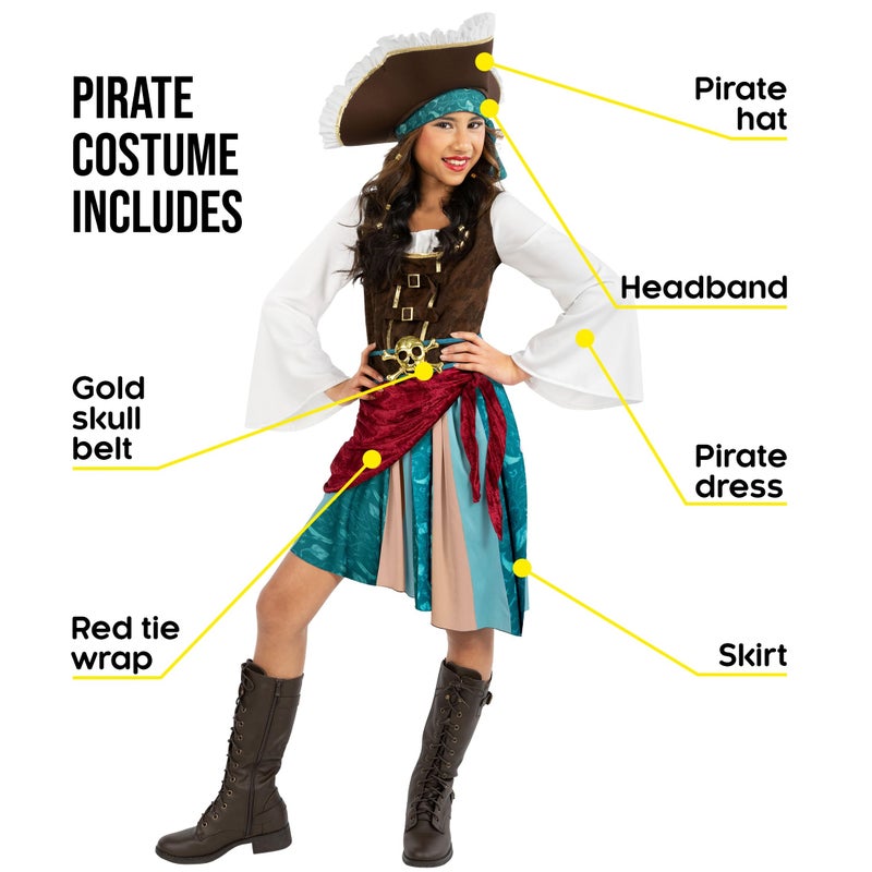 Morph Pirate Captain Girls Pirate Costume Girl Halloween Costumes for Girls Buccaneer Costume Dress Halloween M - Image 2